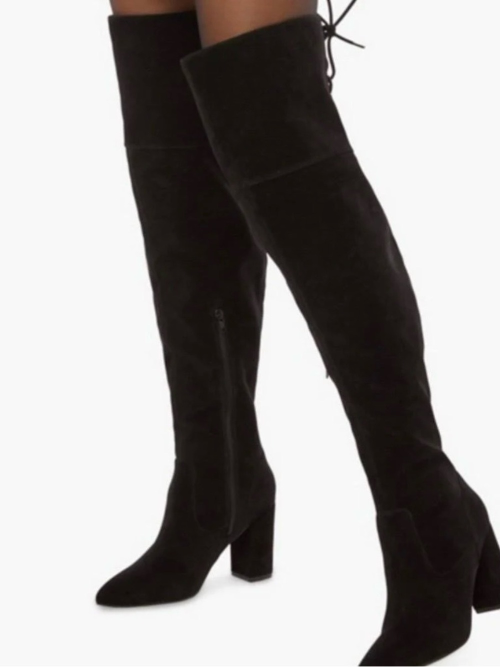 JustFab Black Over-the-Knee Suede Block Heel Boots